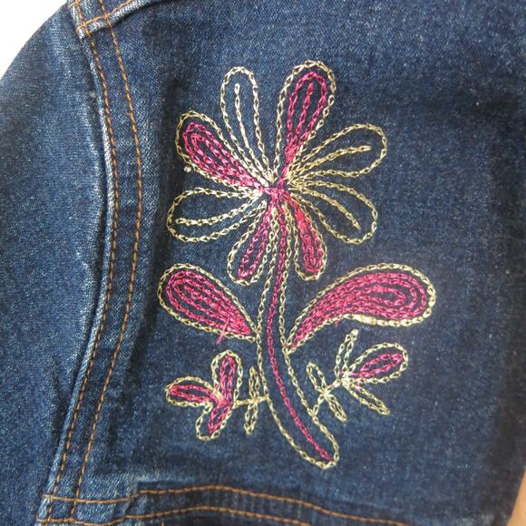 WILD ORCHID Embroidered Jean Jacket Size S** Women Denim  Trucker Y2K Blue Fall - Picture 4 of 12